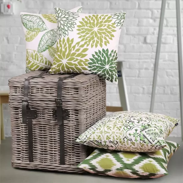 Phantoscope Set of 4 New Living Series Halloween Velvet Pillows Leaf Geometric Throw Decorative Fall Velvet Pillow Cover Cushion Cover Orange and Black 18 x 18 inches 45 x 45 cmDark Green