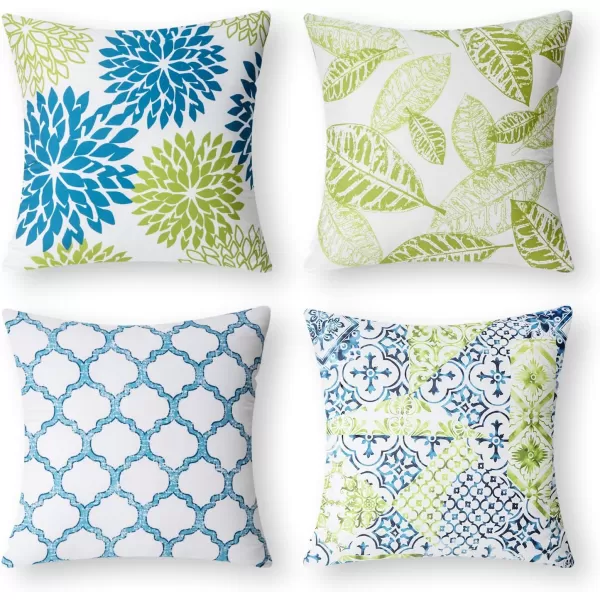 Phantoscope Set of 4 New Living Series Halloween Velvet Pillows Leaf Geometric Throw Decorative Fall Velvet Pillow Cover Cushion Cover Orange and Black 18 x 18 inches 45 x 45 cmBlue