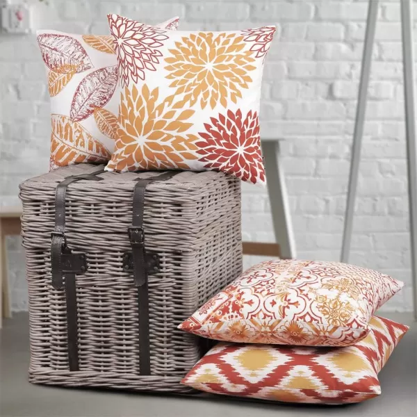 Phantoscope Set of 4 New Living Series Halloween Velvet Pillows Leaf Geometric Throw Decorative Fall Velvet Pillow Cover Cushion Cover Orange and Black 18 x 18 inches 45 x 45 cmOrange