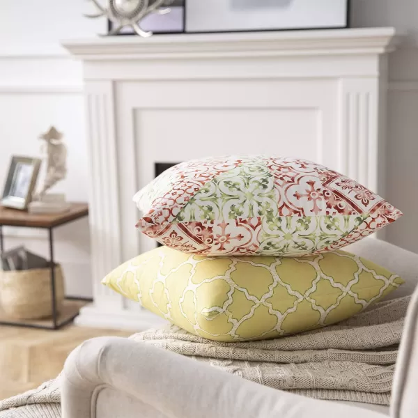 Phantoscope Set of 4 New Living Series Halloween Velvet Pillows Leaf Geometric Throw Decorative Fall Velvet Pillow Cover Cushion Cover Orange and Black 18 x 18 inches 45 x 45 cmYellow and Green
