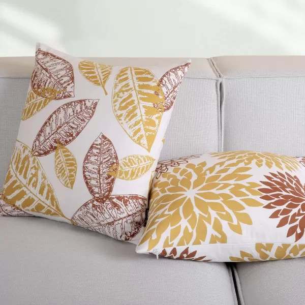 Phantoscope Set of 4 New Living Series Halloween Velvet Pillows Leaf Geometric Throw Decorative Fall Velvet Pillow Cover Cushion Cover Orange and Black 18 x 18 inches 45 x 45 cmOrange