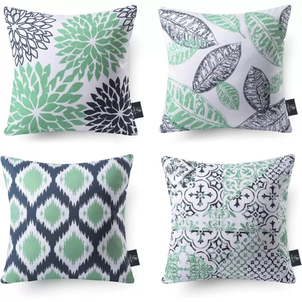 Phantoscope Set of 4 New Living Series Halloween Velvet Pillows Leaf Geometric Throw Decorative Fall Velvet Pillow Cover Cushion Cover Orange and Black 18 x 18 inches 45 x 45 cmCyan