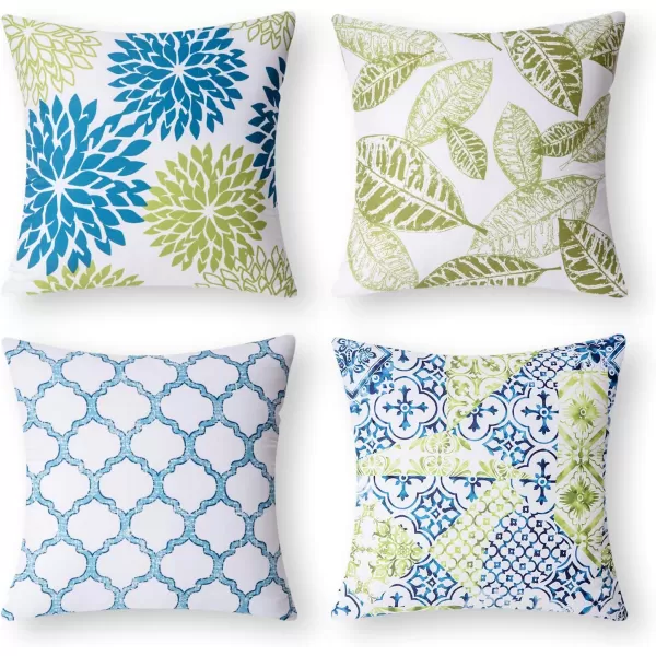 Phantoscope Set of 4 New Living Series Halloween Velvet Pillows Leaf Geometric Throw Decorative Fall Velvet Pillow Cover Cushion Cover Orange and Black 18 x 18 inches 45 x 45 cmBlue