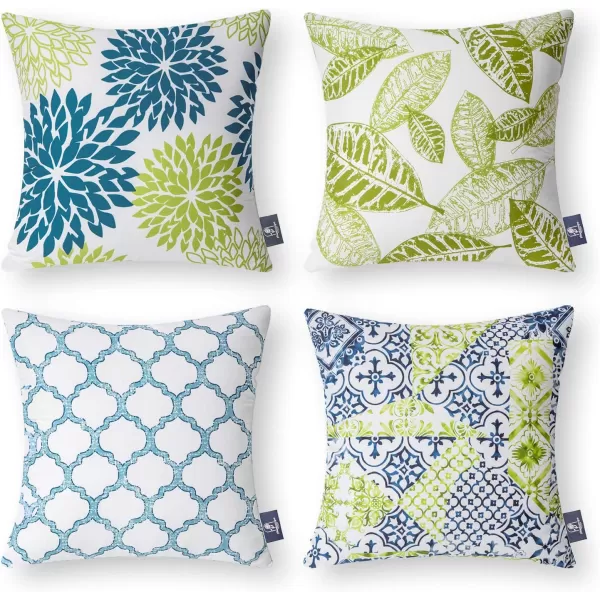 Phantoscope Set of 4 New Living Series Halloween Velvet Pillows Leaf Geometric Throw Decorative Fall Velvet Pillow Cover Cushion Cover Orange and Black 18 x 18 inches 45 x 45 cmBlue