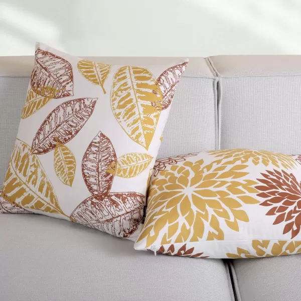 Phantoscope Set of 4 New Living Series Halloween Velvet Pillows Leaf Geometric Throw Decorative Fall Velvet Pillow Cover Cushion Cover Orange and Black 18 x 18 inches 45 x 45 cmOrange