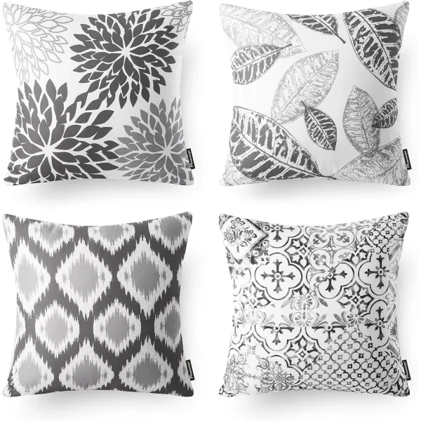 Phantoscope Set of 4 New Living Series Halloween Velvet Pillows Leaf Geometric Throw Decorative Fall Velvet Pillow Cover Cushion Cover Orange and Black 18 x 18 inches 45 x 45 cmGray