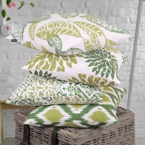 Phantoscope Set of 4 New Living Series Halloween Velvet Pillows Leaf Geometric Throw Decorative Fall Velvet Pillow Cover Cushion Cover Orange and Black 18 x 18 inches 45 x 45 cmDark Green
