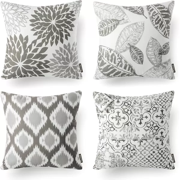 Phantoscope Set of 4 New Living Series Halloween Velvet Pillows Leaf Geometric Throw Decorative Fall Velvet Pillow Cover Cushion Cover Orange and Black 18 x 18 inches 45 x 45 cmGray