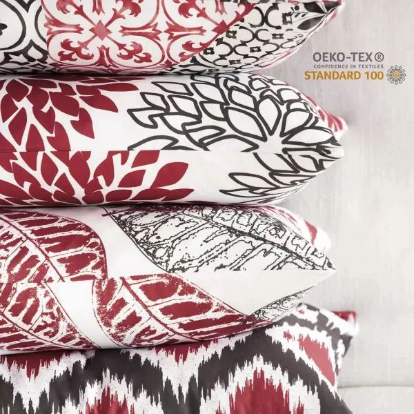 Phantoscope Set of 4 New Living Series Halloween Velvet Pillows Leaf Geometric Throw Decorative Fall Velvet Pillow Cover Cushion Cover Orange and Black 18 x 18 inches 45 x 45 cmRed