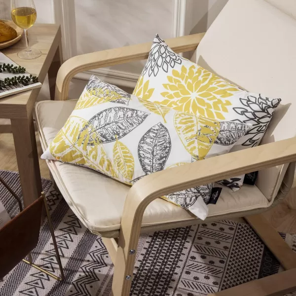 Phantoscope Set of 4 New Living Series Halloween Velvet Pillows Leaf Geometric Throw Decorative Fall Velvet Pillow Cover Cushion Cover Orange and Black 18 x 18 inches 45 x 45 cmYellow