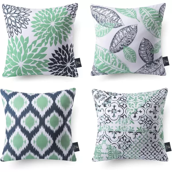 Phantoscope Set of 4 New Living Series Halloween Velvet Pillows Leaf Geometric Throw Decorative Fall Velvet Pillow Cover Cushion Cover Orange and Black 18 x 18 inches 45 x 45 cmCyan