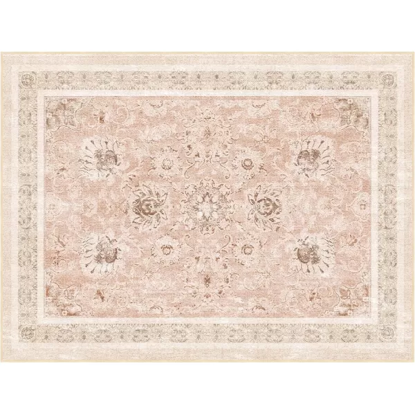 Phantoscope Vintage Collection Area Rug 6x9  Large Living Room Rug  Washable Rug Boho Rugs NonSlip for Bedroom Dining Room LowPile Floor Carpet Distressed Accent Rug BeigeNeutralSoft Pink  Beige