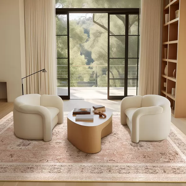 Phantoscope Vintage Collection Area Rug 6x9  Large Living Room Rug  Washable Rug Boho Rugs NonSlip for Bedroom Dining Room LowPile Floor Carpet Distressed Accent Rug BeigeNeutralSoft Pink  Beige