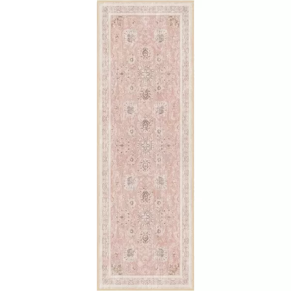 Phantoscope Vintage Collection Area Rug 6x9  Large Living Room Rug  Washable Rug Boho Rugs NonSlip for Bedroom Dining Room LowPile Floor Carpet Distressed Accent Rug BeigeNeutralSoft Pink  Beige