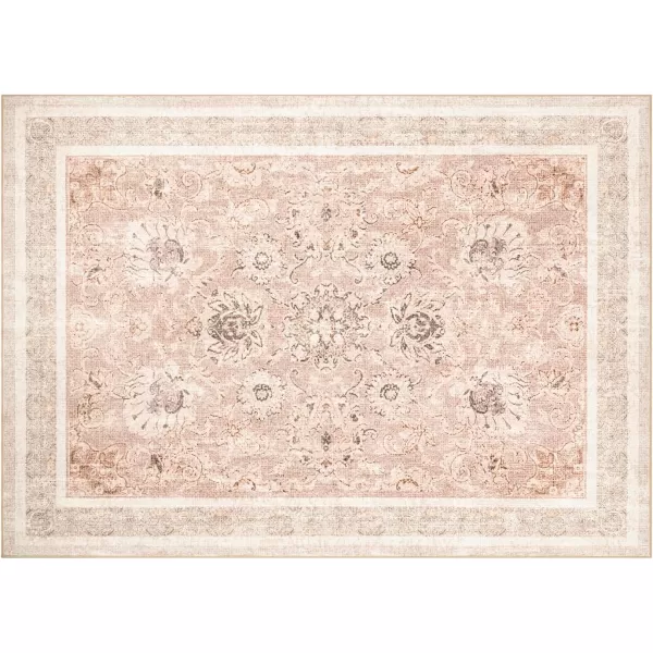 Phantoscope Vintage Collection Area Rug 6x9  Large Living Room Rug  Washable Rug Boho Rugs NonSlip for Bedroom Dining Room LowPile Floor Carpet Distressed Accent Rug BeigeNeutralSoft Pink  Beige