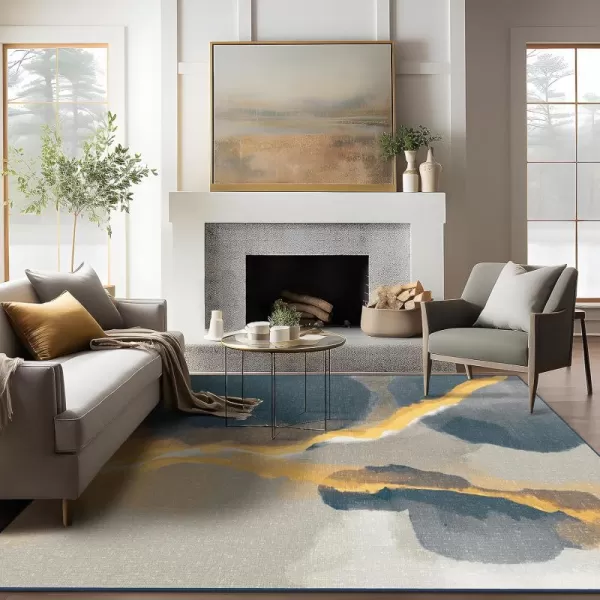 Phantoscope Geometry Collection Area Rug 4x6  Washable Rug Boho Rugs NonSlip for Living Room Bedroom Dining Room Dorm Indoor LowPile Carpet Modern Accent Rug Deep GreyGoldDeep GreyGold