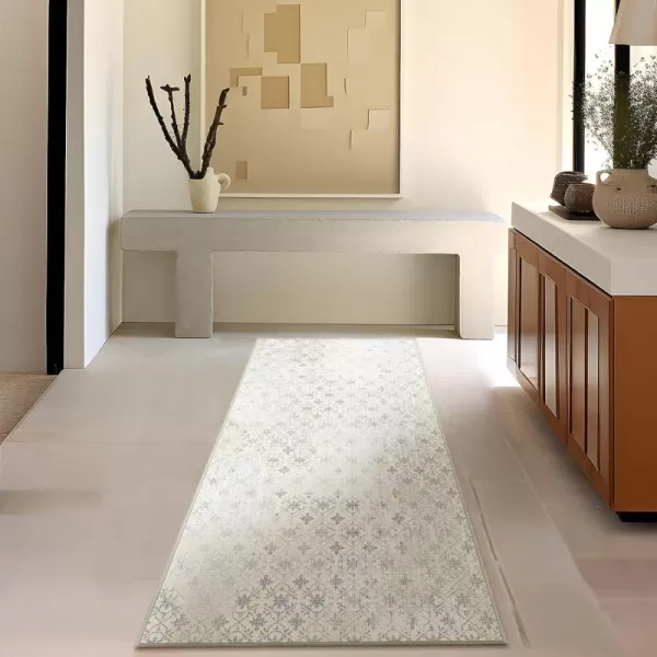 Phantoscope Hallway Runner Rug 2x6  Boho Washable NonSlip Kitchen Rug Runner UltraThin Geometry Distressed Accent Throw Rug for Entryway Laundry Bathroom Bedroom Teal FloralBeigeTeal FloralBeige