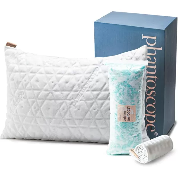 Phantoscope Memory Foam Pillows for Sleeping Shredded Memory Foam Cooling Pillows Queen Size 2 Pack  Adjustable Bed Pillows for Hot Sleepers Firm Pillow for Neck Shoulder Pain QueenWhite