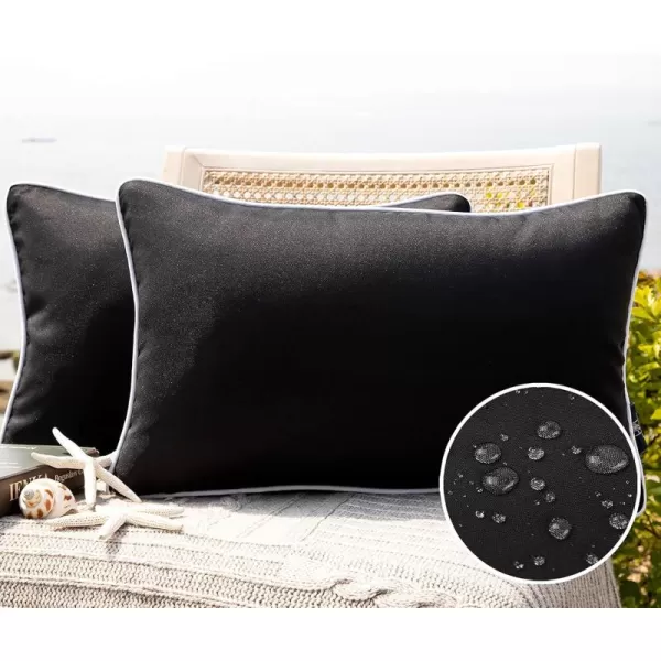 Phantoscope Pack of 2 Outdoor Waterproof Throw Pillow Covers Decorative Square Cushion Case Patio Pillows for Couch Tent Sunbrella 18x18 YellowBlack