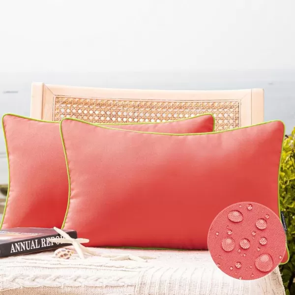 Phantoscope Pack of 2 Outdoor Waterproof Throw Pillow Covers Decorative Square Cushion Case Patio Pillows for Couch Tent Sunbrella 18x18 YellowBlush Pink