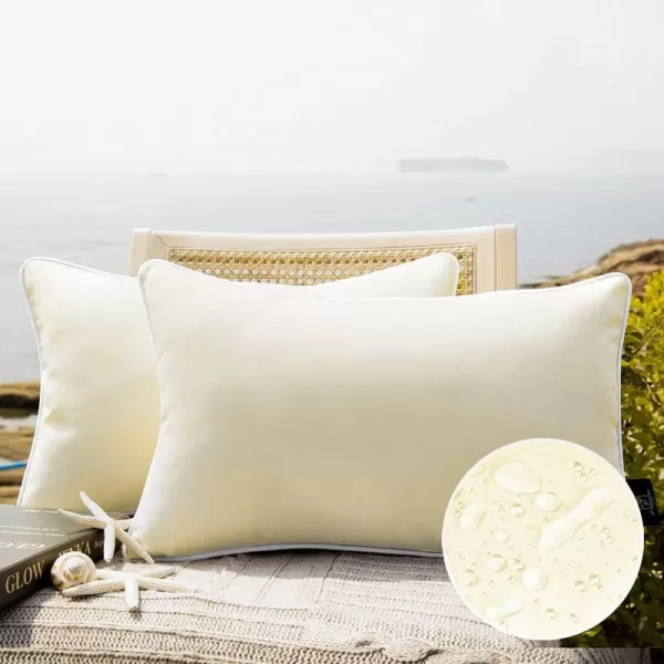Phantoscope Pack of 2 Outdoor Waterproof Throw Pillow Covers Decorative Square Cushion Case Patio Pillows for Couch Tent Sunbrella 18x18 YellowCream Cheese