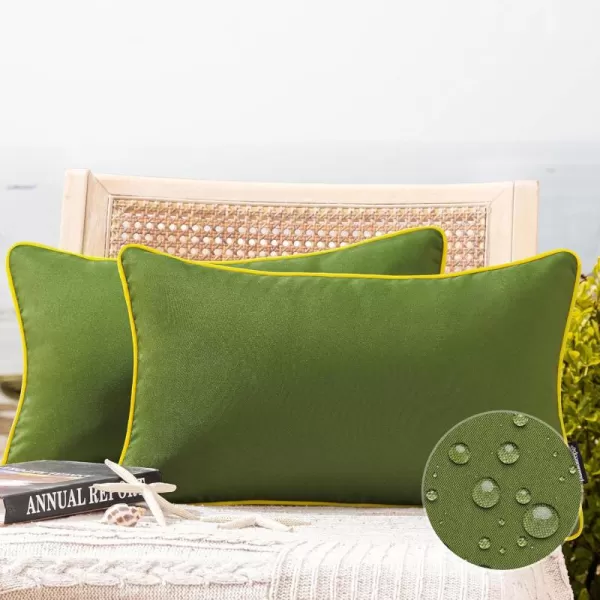 Phantoscope Pack of 2 Outdoor Waterproof Throw Pillow Covers Decorative Square Cushion Case Patio Pillows for Couch Tent Sunbrella 18x18 YellowDark Green