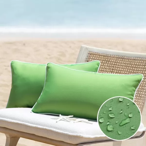 Phantoscope Pack of 2 Outdoor Waterproof Throw Pillow Covers Decorative Square Cushion Case Patio Pillows for Couch Tent Sunbrella 18x18 YellowForest Green