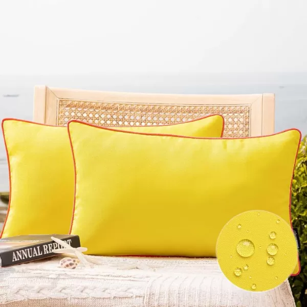 Phantoscope Pack of 2 Outdoor Waterproof Throw Pillow Covers Decorative Square Cushion Case Patio Pillows for Couch Tent Sunbrella 18x18 YellowLemon Yellow