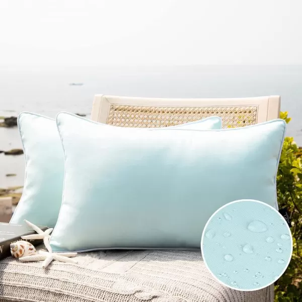 Phantoscope Pack of 2 Outdoor Waterproof Throw Pillow Covers Decorative Square Cushion Case Patio Pillows for Couch Tent Sunbrella 18x18 YellowLight Blue