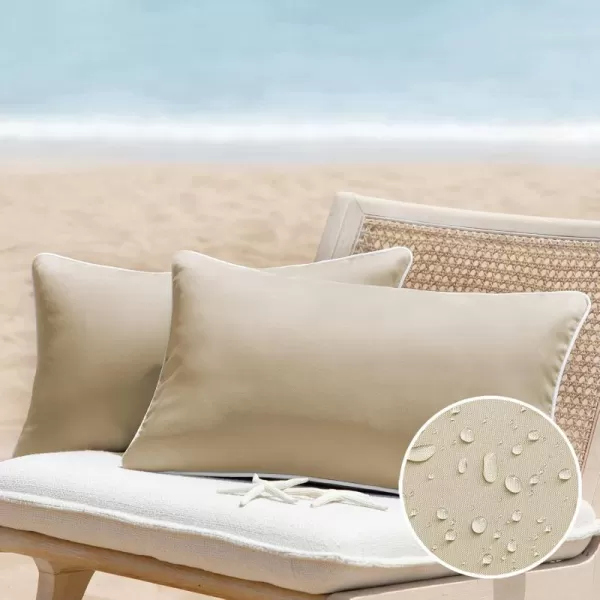 Phantoscope Pack of 2 Outdoor Waterproof Throw Pillow Covers Decorative Square Cushion Case Patio Pillows for Couch Tent Sunbrella 18x18 YellowLight Coffee