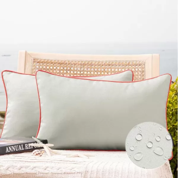 Phantoscope Pack of 2 Outdoor Waterproof Throw Pillow Covers Decorative Square Cushion Case Patio Pillows for Couch Tent Sunbrella 18x18 YellowLight Grey