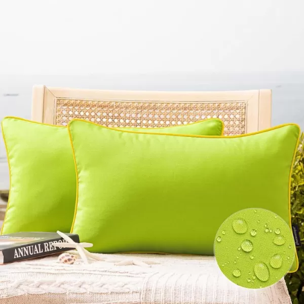 Phantoscope Pack of 2 Outdoor Waterproof Throw Pillow Covers Decorative Square Cushion Case Patio Pillows for Couch Tent Sunbrella 18x18 YellowLime Green
