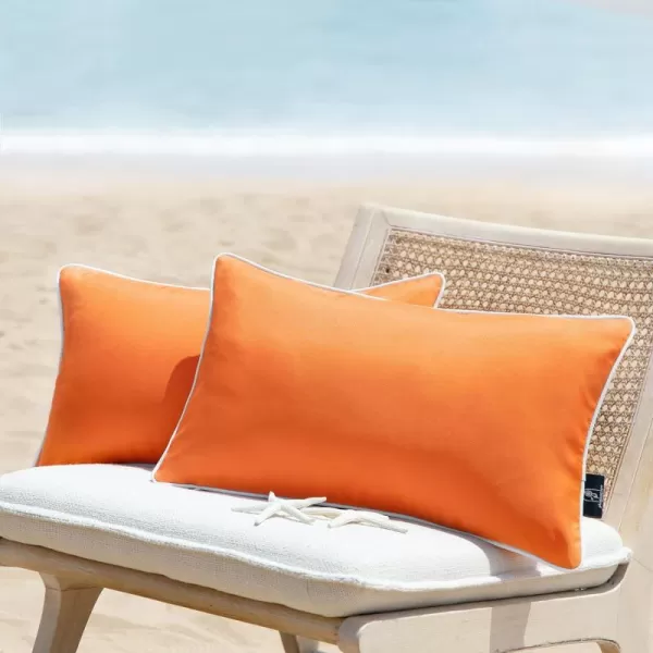 Phantoscope Pack of 2 Outdoor Waterproof Throw Pillow Covers Decorative Square Cushion Case Patio Pillows for Couch Tent Sunbrella 18x18 YellowOrange