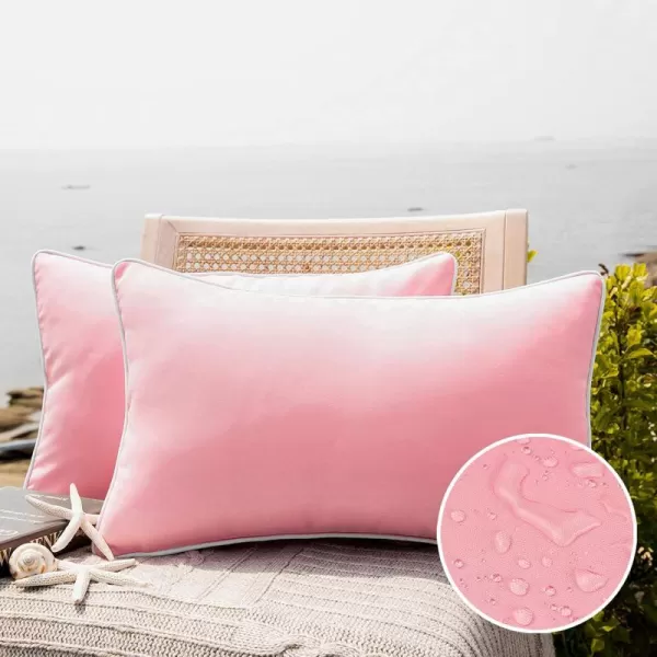 Phantoscope Pack of 2 Outdoor Waterproof Throw Pillow Covers Decorative Square Cushion Case Patio Pillows for Couch Tent Sunbrella 18x18 YellowPink
