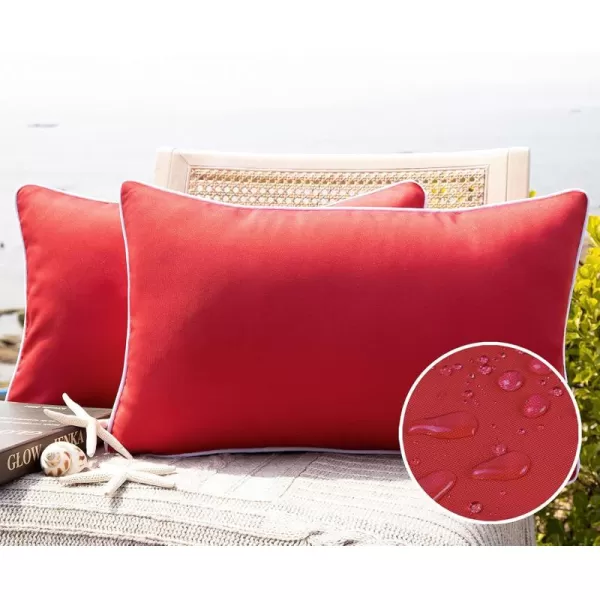 Phantoscope Pack of 2 Outdoor Waterproof Throw Pillow Covers Decorative Square Cushion Case Patio Pillows for Couch Tent Sunbrella 18x18 YellowRed