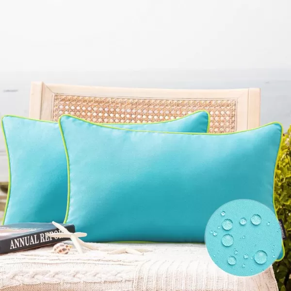 Phantoscope Pack of 2 Outdoor Waterproof Throw Pillow Covers Decorative Square Cushion Case Patio Pillows for Couch Tent Sunbrella 18x18 YellowSky Blue