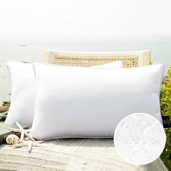 Phantoscope Pack of 2 Outdoor Waterproof Throw Pillow Covers Decorative Square Cushion Case Patio Pillows for Couch Tent Sunbrella 18x18 YellowWhite