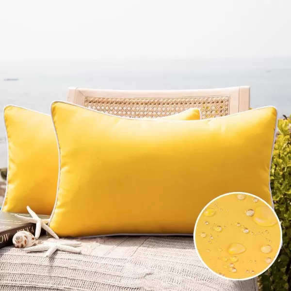 Phantoscope Pack of 2 Outdoor Waterproof Throw Pillow Covers Decorative Square Cushion Case Patio Pillows for Couch Tent Sunbrella 18x18 YellowYellow