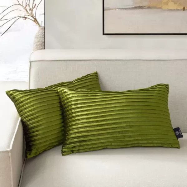 Phantoscope Pack of 2 Velvet Decorative Throw Pillow Covers  Crushed Velvet Handmade Pleated Design  Soft Solid Square Pillow Case for Couch Bed and Chair Beige 18 x 18 inches 45 x 45 cmGreen