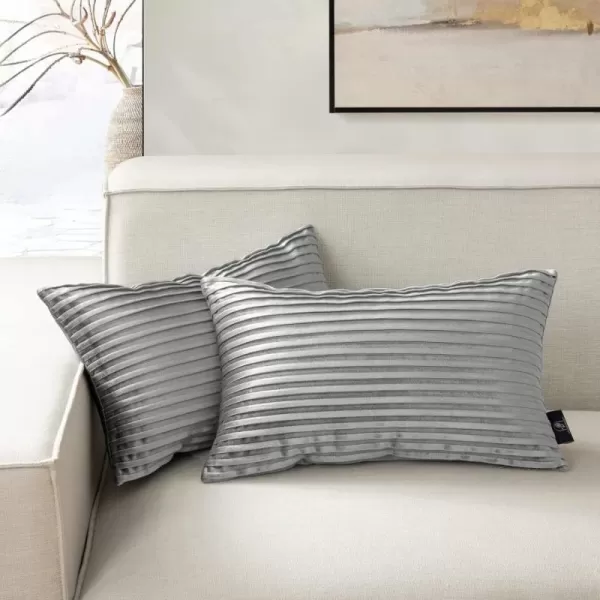 Phantoscope Pack of 2 Velvet Decorative Throw Pillow Covers  Crushed Velvet Handmade Pleated Design  Soft Solid Square Pillow Case for Couch Bed and Chair Beige 18 x 18 inches 45 x 45 cmGray