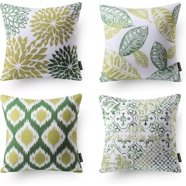 Phantoscope Set of 4 New Living Series Halloween Velvet Pillows Leaf Geometric Throw Decorative Fall Velvet Pillow Cover Cushion Cover Orange and Black 18 x 18 inches 45 x 45 cmDark Green