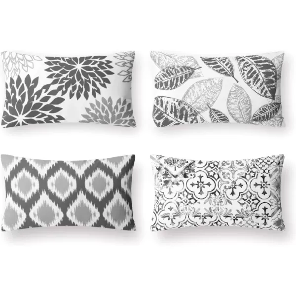 Phantoscope Set of 4 New Living Series Halloween Velvet Pillows Leaf Geometric Throw Decorative Fall Velvet Pillow Cover Cushion Cover Orange and Black 18 x 18 inches 45 x 45 cmGray