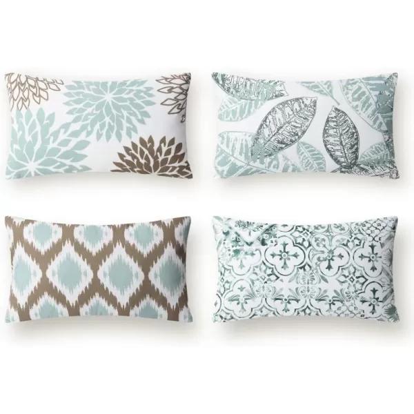Phantoscope Set of 4 New Living Series Halloween Velvet Pillows Leaf Geometric Throw Decorative Fall Velvet Pillow Cover Cushion Cover Orange and Black 18 x 18 inches 45 x 45 cmWater Blue