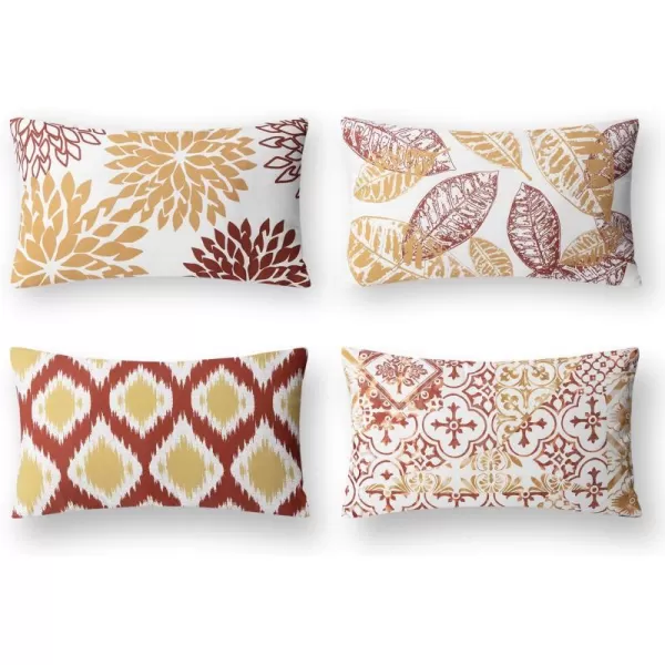 Phantoscope Set of 4 New Living Series Halloween Velvet Pillows Leaf Geometric Throw Decorative Fall Velvet Pillow Cover Cushion Cover Orange and Black 18 x 18 inches 45 x 45 cmOrange