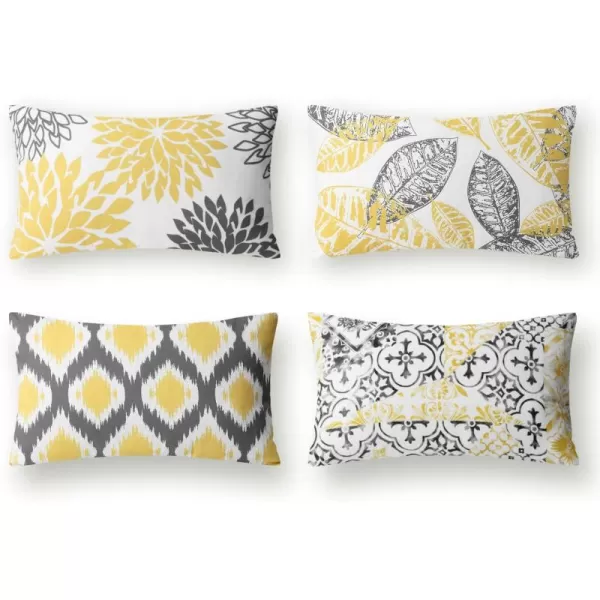 Phantoscope Set of 4 New Living Series Halloween Velvet Pillows Leaf Geometric Throw Decorative Fall Velvet Pillow Cover Cushion Cover Orange and Black 18 x 18 inches 45 x 45 cmYellow