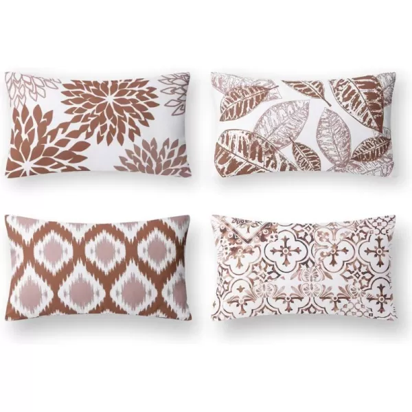 Phantoscope Set of 4 New Living Series Halloween Velvet Pillows Leaf Geometric Throw Decorative Fall Velvet Pillow Cover Cushion Cover Orange and Black 18 x 18 inches 45 x 45 cmCaramel