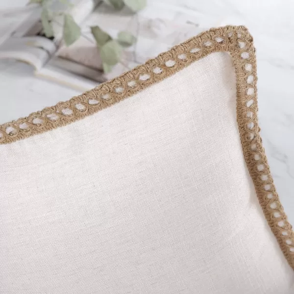 Phantoscope Farmhouse Solid Throw Decorative Pillow Cover Burlap Linen Trimmed Tailored Edges Outdoor Pillow Off White 1 Pack 12 x 20 inches 30 x 50 cmOff White