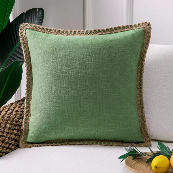 Phantoscope Farmhouse Solid Throw Decorative Pillow Cover Burlap Linen Trimmed Tailored Edges Outdoor Pillow Off White 1 Pack 12 x 20 inches 30 x 50 cmGreen