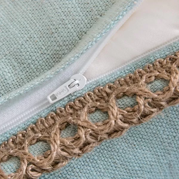 Phantoscope Farmhouse Solid Throw Decorative Pillow Cover Burlap Linen Trimmed Tailored Edges Outdoor Pillow Off White 1 Pack 12 x 20 inches 30 x 50 cmLight Turquoise