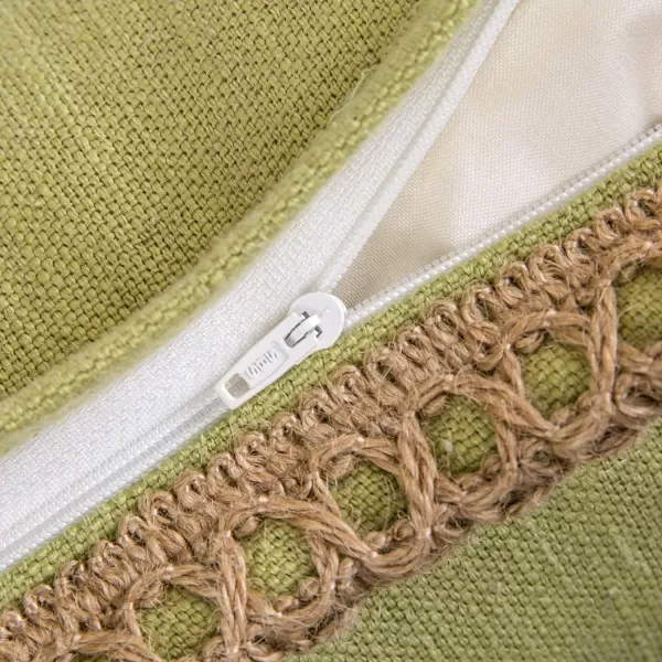 Phantoscope Farmhouse Solid Throw Decorative Pillow Cover Burlap Linen Trimmed Tailored Edges Outdoor Pillow Off White 1 Pack 12 x 20 inches 30 x 50 cmChartreuse Green